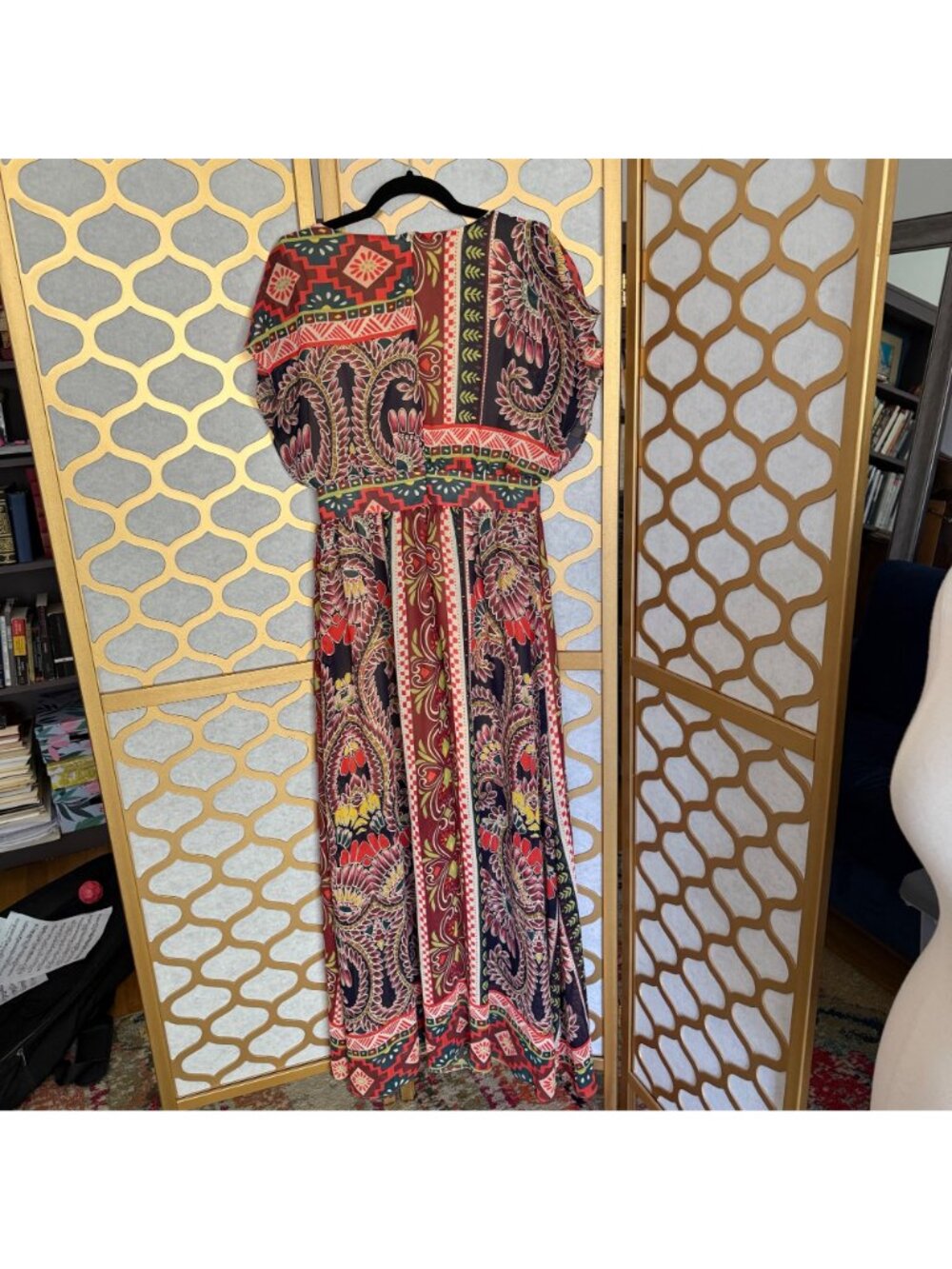 Harper Size M Multicolor Paisley & Floral Print Boho V-Neck Maxi Dress - Picture 12 of 16